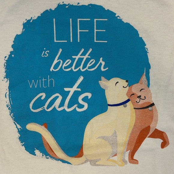 Delta Pro Weight T Shirt Size L Humane Society Life is Better with Cats Top VTG - Picture 2 of 11